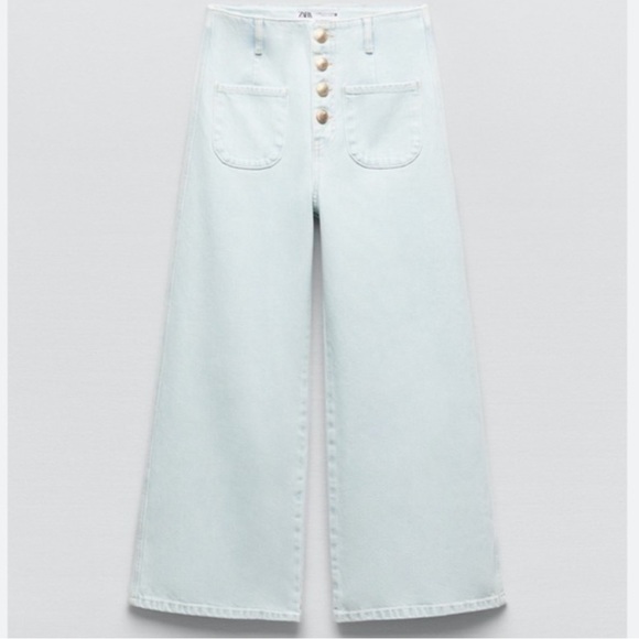 Zara wide leg jeans with gold buttons - Picture 3 of 9